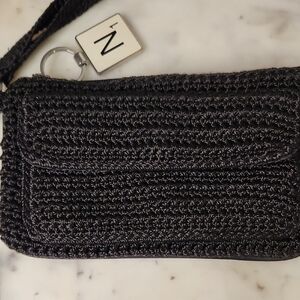 Handcrafted | Black Knit Clutch Wristlet with Keychain